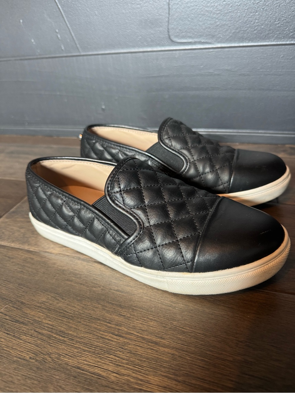 Steve Madden Black Quilted Slip-On Sneakers